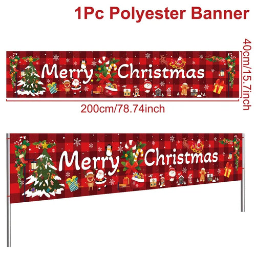 Christmas Outdoor Banner Flag Merry Christmas Decoration for Home 2023