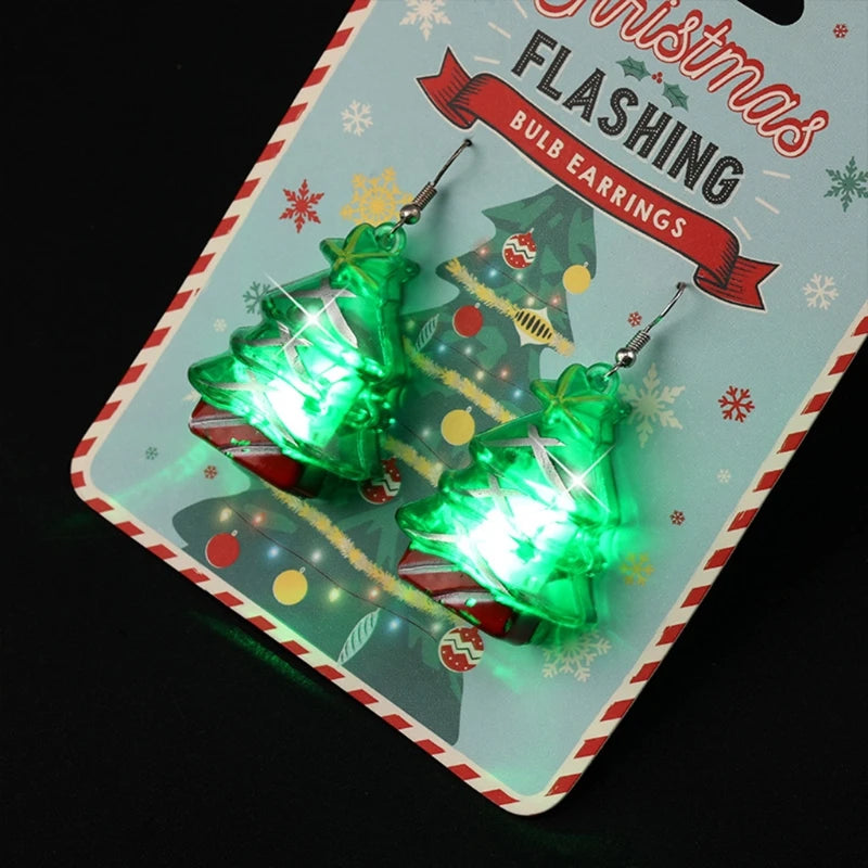 LED Earrings Glowing Light Up Earrings Santa Claus Reindeer Snowman