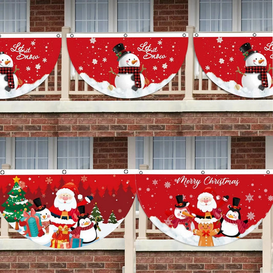 Christmas Fan-shaped Flag Banner Christmas Decoration for Home 2024