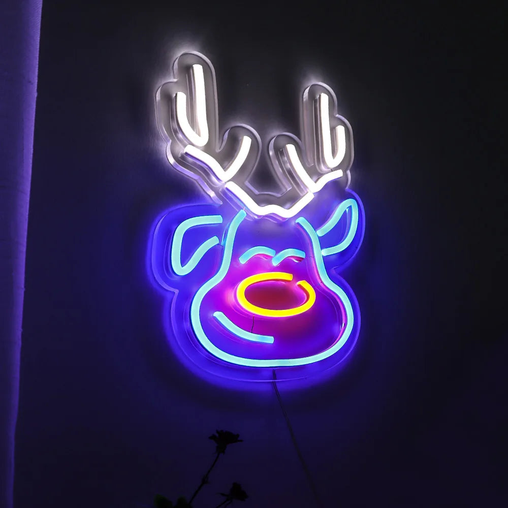 reindeer neon sign with acrylic backboard, led neon sign,beautiful led