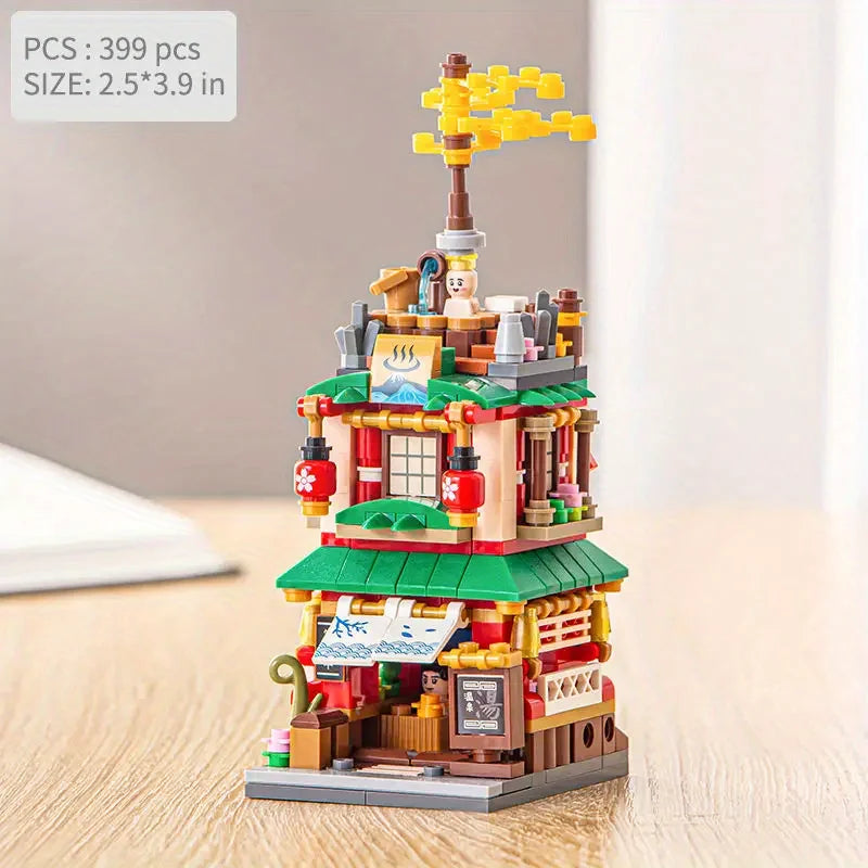 Japanese Street View Building Blocks, Mini DIY Bricks Building Model