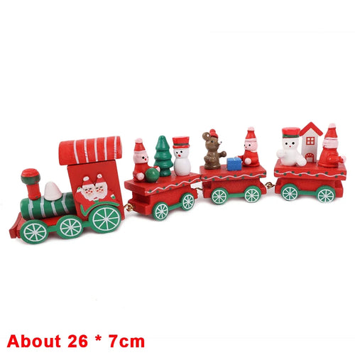 Wooden Train Christmas Ornaments Santa Cake Decoration Merry Christmas