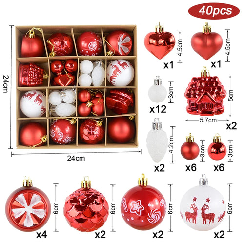 Christmas Ball Ornament Set Big Xmas Tree Hanging Pendant Snowflake