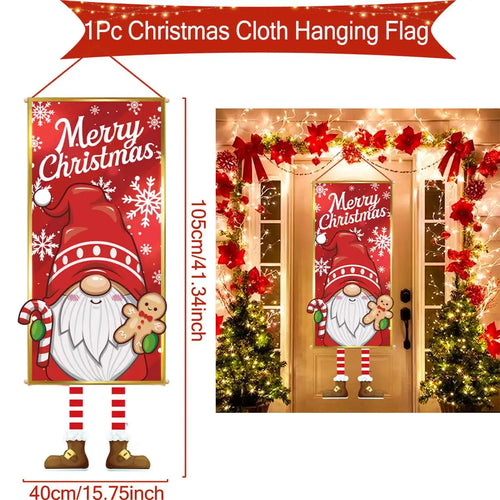 Christmas Hanging Flag Porch Door Banner Christmas Decorations For