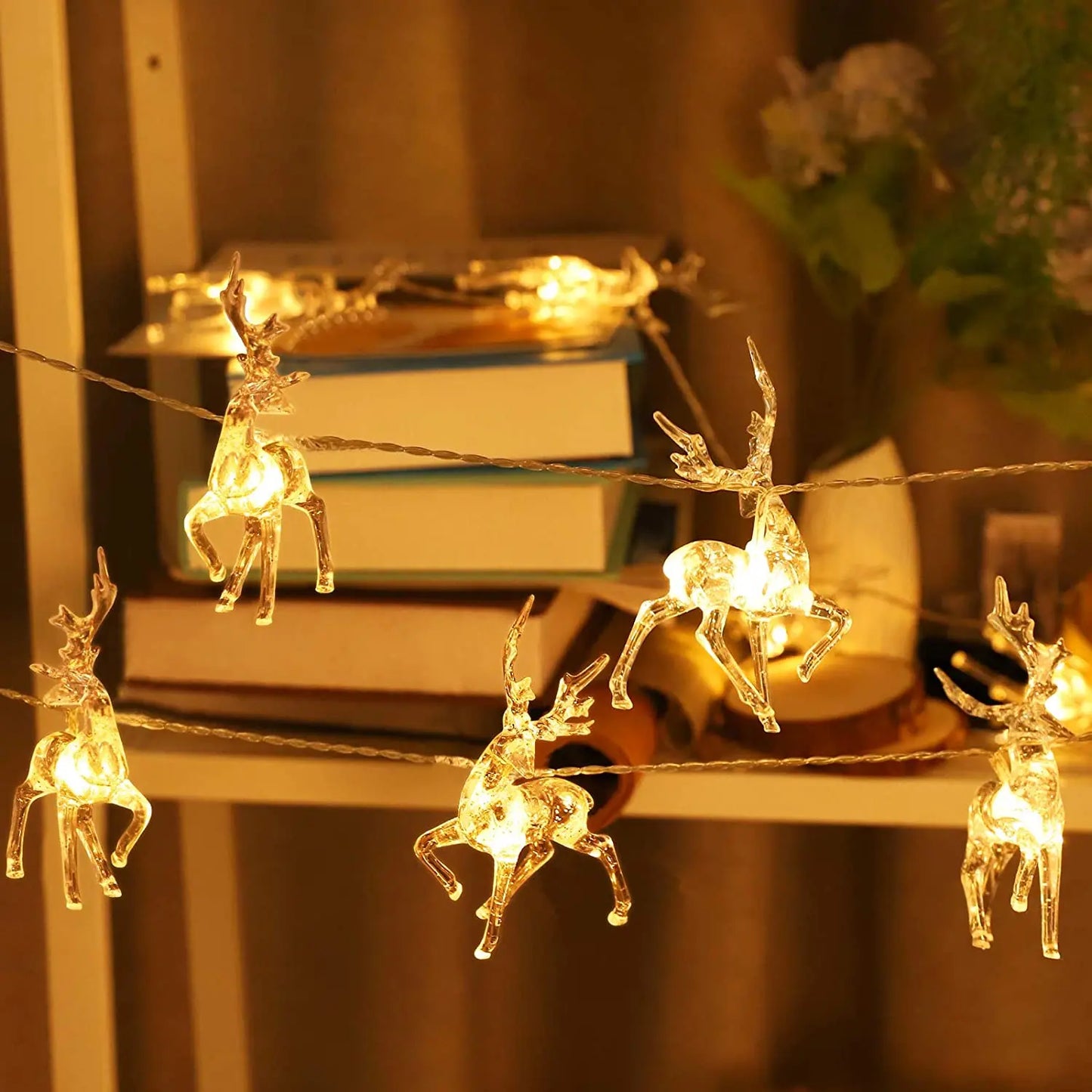 1.5M 10LED Christmas Reindeer String Lights Garland Decoration For