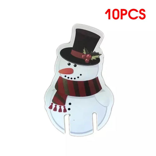 10pc/set Wine Cup Card Christmas Decor Santa Hat Glass Decor Xmas Tree