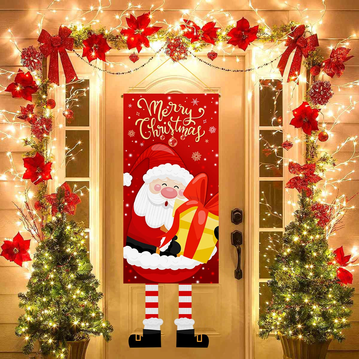 Christmas Hanging Flag Decoration Merry Cristmas Decor for Home 2024