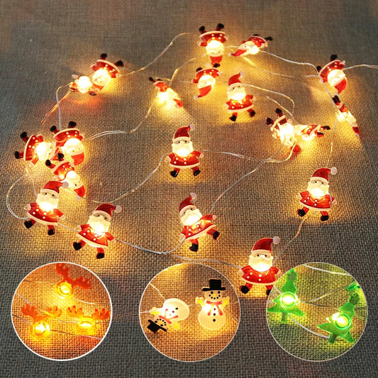 2M Christmas Santa Claus Snowflake LED Light String Garland Xmas Tree