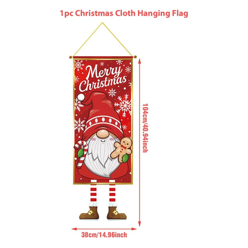 Christmas Hanging Flag Decoration Merry Cristmas Decor for Home 2024