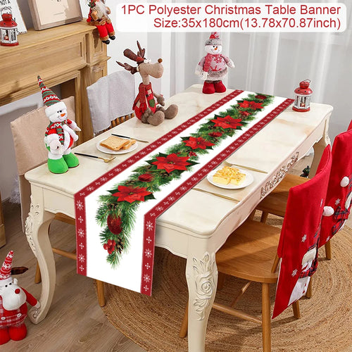 Christmas Polyester Table Runner Merry Christmas Decoration For Home