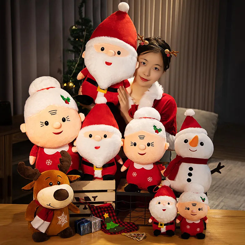 23-50CM Cute Santa Claus Snowman Elk Granny Plush Toys Christmas Decor