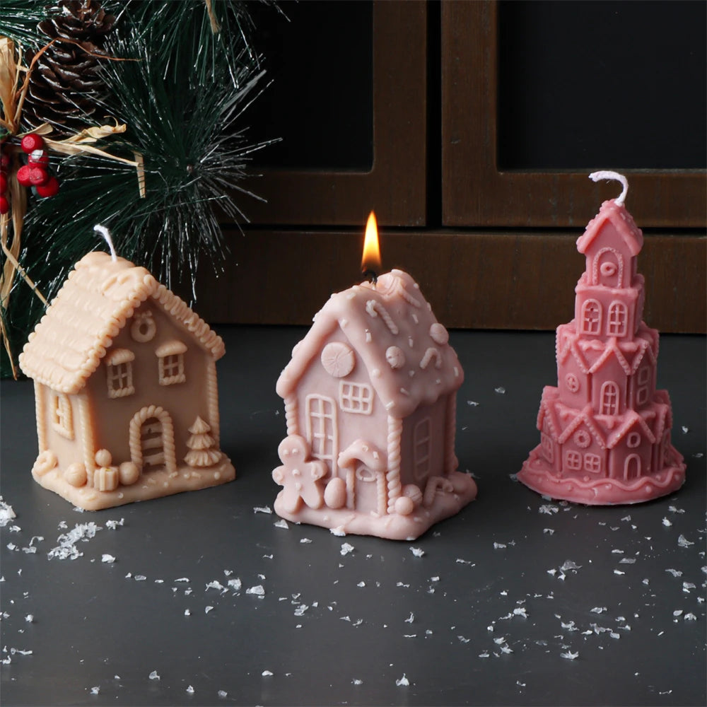 3D Christmas House Candle Silicone Mold DIY Creative Cabin Log Cabin