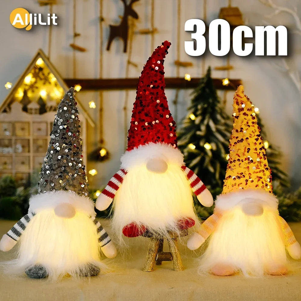 Glowing Knitted Gnome Doll with Led Night Light Christmas Decorations