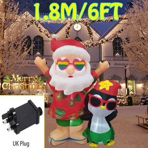 1.2M Christmas Decoration Crutch Santa Claus Inflatable Toy with LED