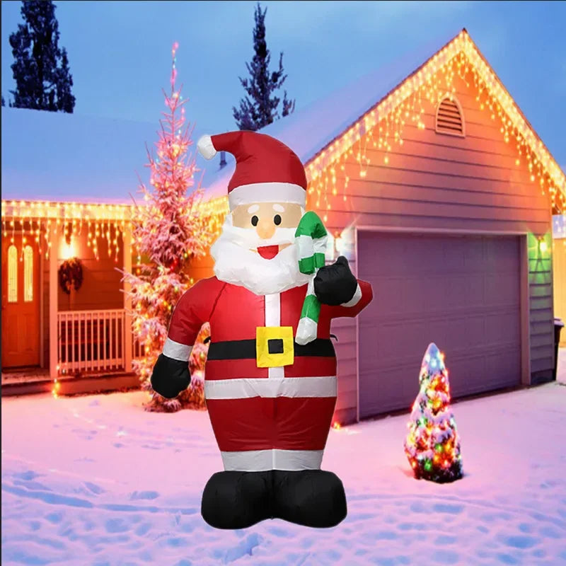 1.2M Christmas Decoration Crutch Santa Claus Inflatable Toy with LED