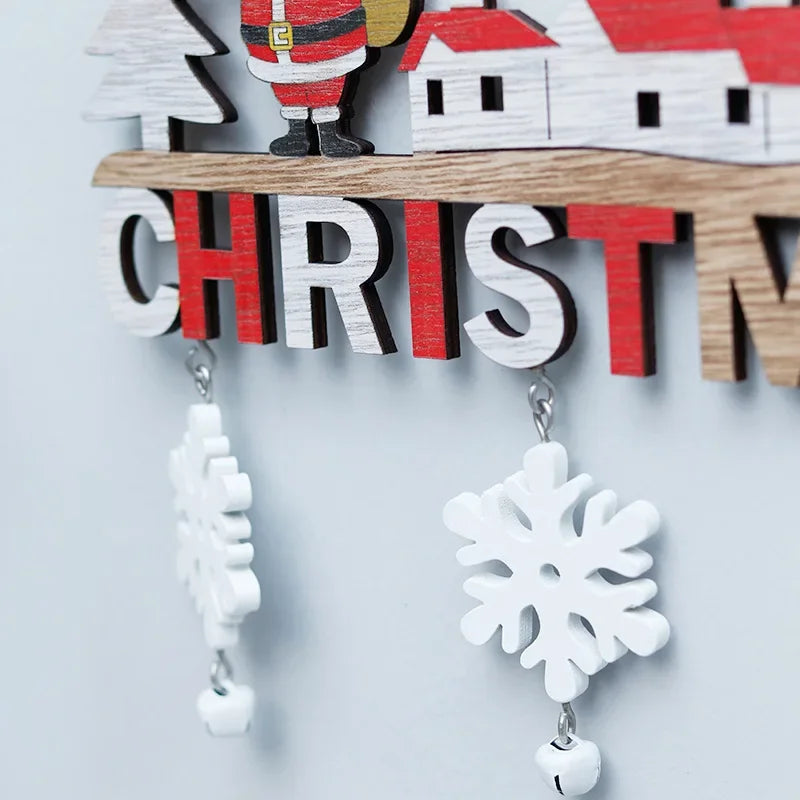 2024 Wooden Christmas Pendants Door Wall Xmas Decor Christmas Tree