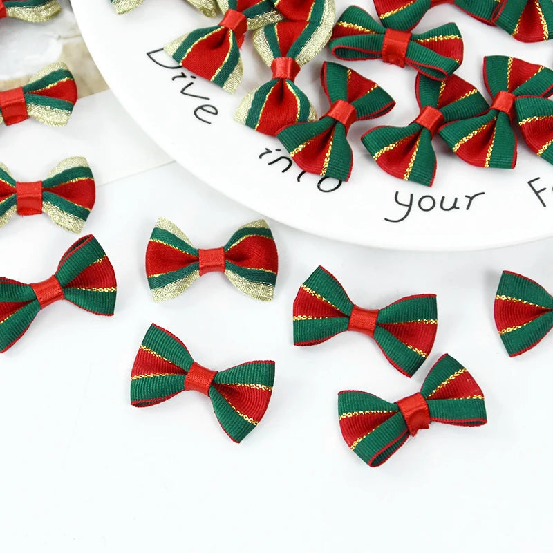 30pc Christmas Satin Ribbon Bows Handmade DIY Gift Wrapping Decor Bow