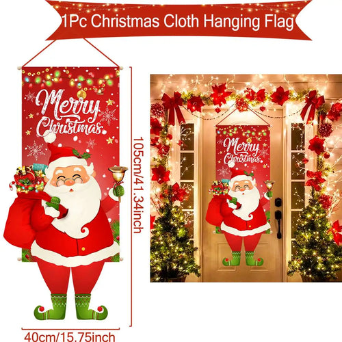 Christmas Hanging Flag Porch Door Banner Christmas Decorations For