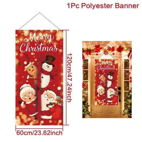 Christmas Hanging Flag Porch Door Banner Christmas Decorations For