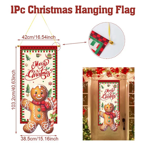 Christmas Hanging Flag Porch Door Banner Christmas Decorations For