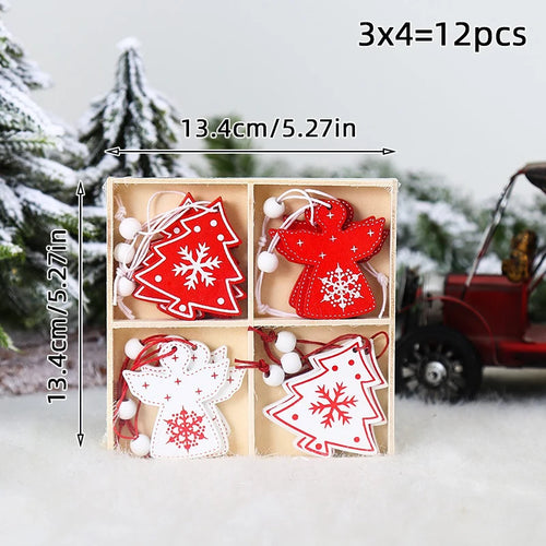 9/12pcs Christmas Dwarf Wooden Pendant Christmas Tree Hanging