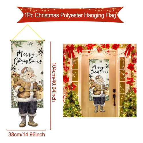 Christmas Hanging Flag Decoration Merry Cristmas Decor for Home 2024