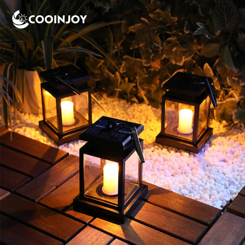 LED Retro Flickering Hanging Lantern Candle Bright Pathway Decoration