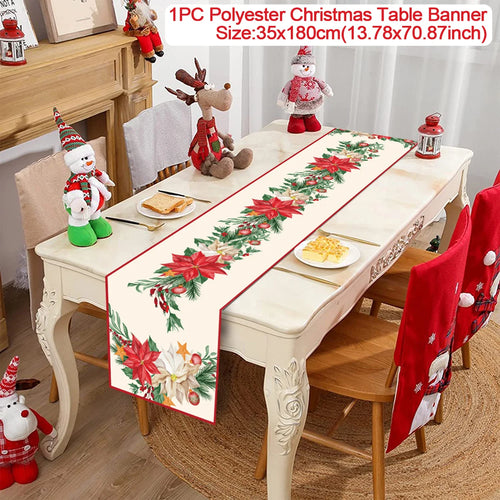 Christmas Polyester Table Runner Merry Christmas Decoration For Home