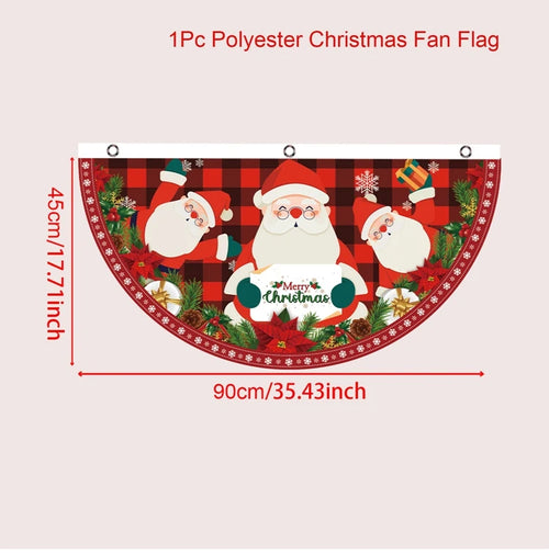 Christmas Fan-shaped Flag Banner Christmas Decoration for Home 2024