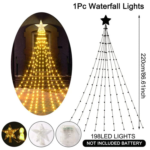 LED Star Waterfall Lights Christmas Decorations String Lights