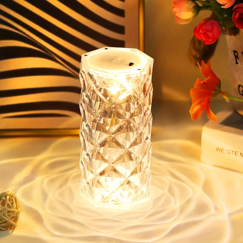 Led Candle Light Rose Pattern Projection Simulation Flameless Candle