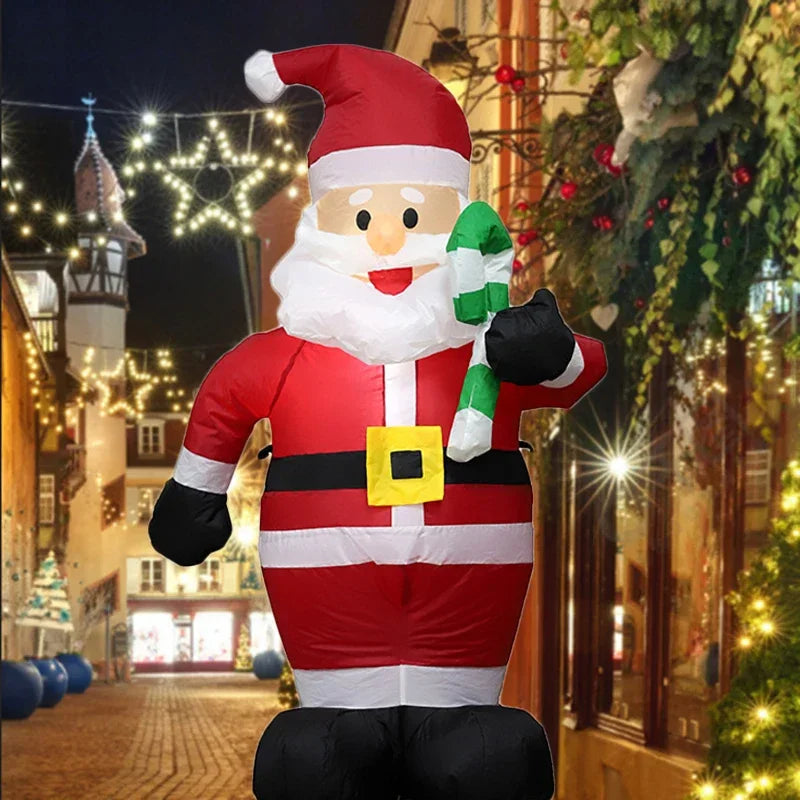 1.2M Christmas Decoration Crutch Santa Claus Inflatable Toy with LED