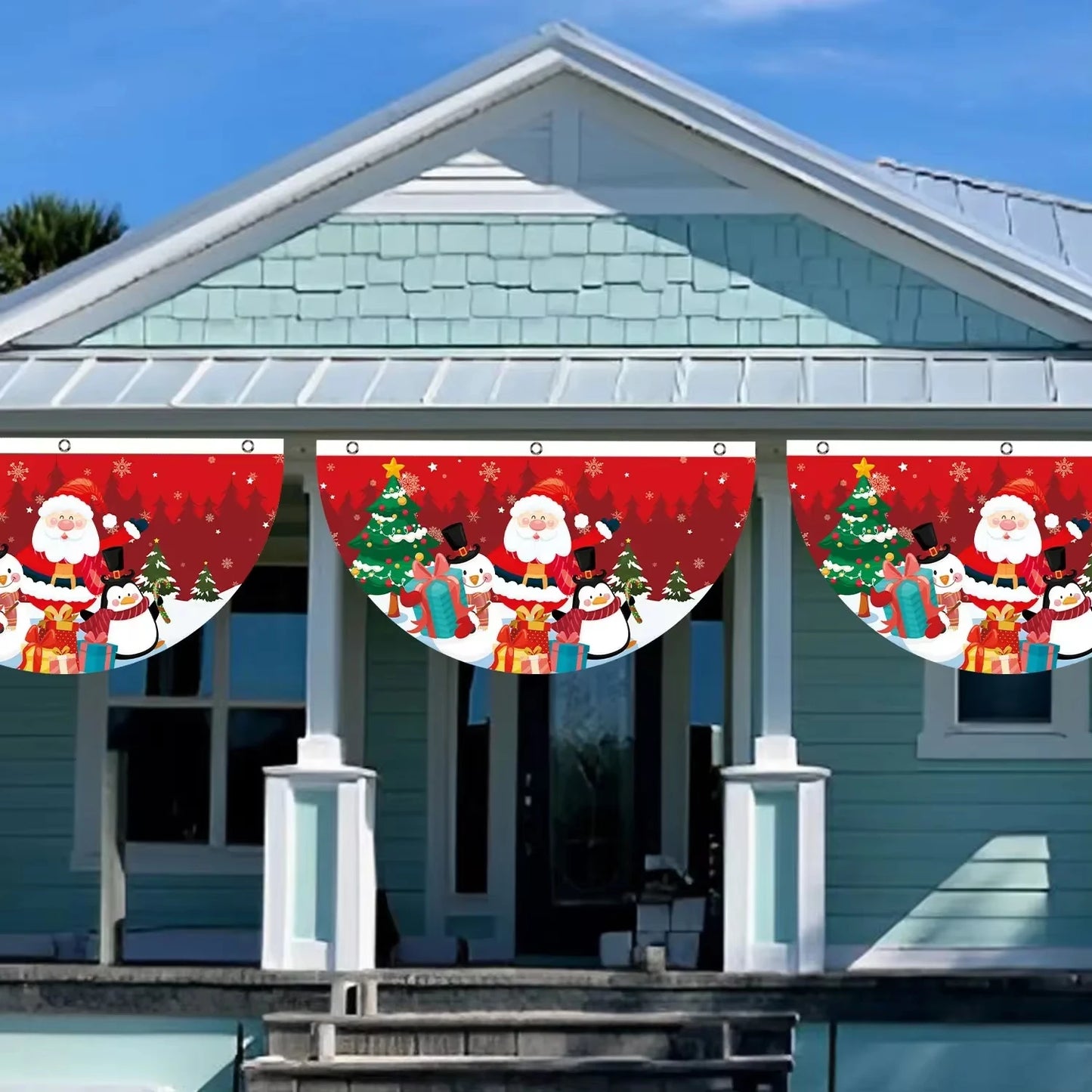 Christmas Fan-shaped Flag Banner Christmas Decoration for Home 2024