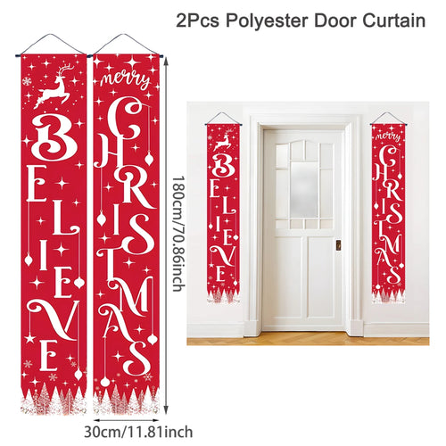 Merry Christmas Door Banner Decoration 2024 Christmas Decor for Home