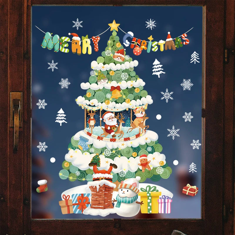 Christmas Tree Windows Stickers Glass Decal Decoration Xmas Tree