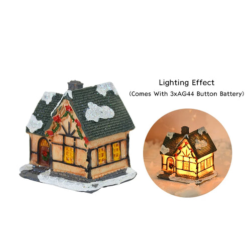 Christmas LED Light Wooden House Luminous Cabin Merry Christmas