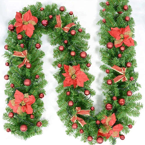 Christmas Decoration 2.7m Rattan Garland Wreath With Led Light Door