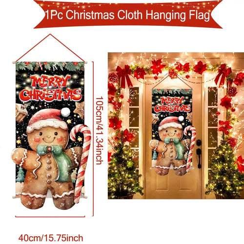 Christmas Hanging Flag Porch Door Banner Christmas Decorations For