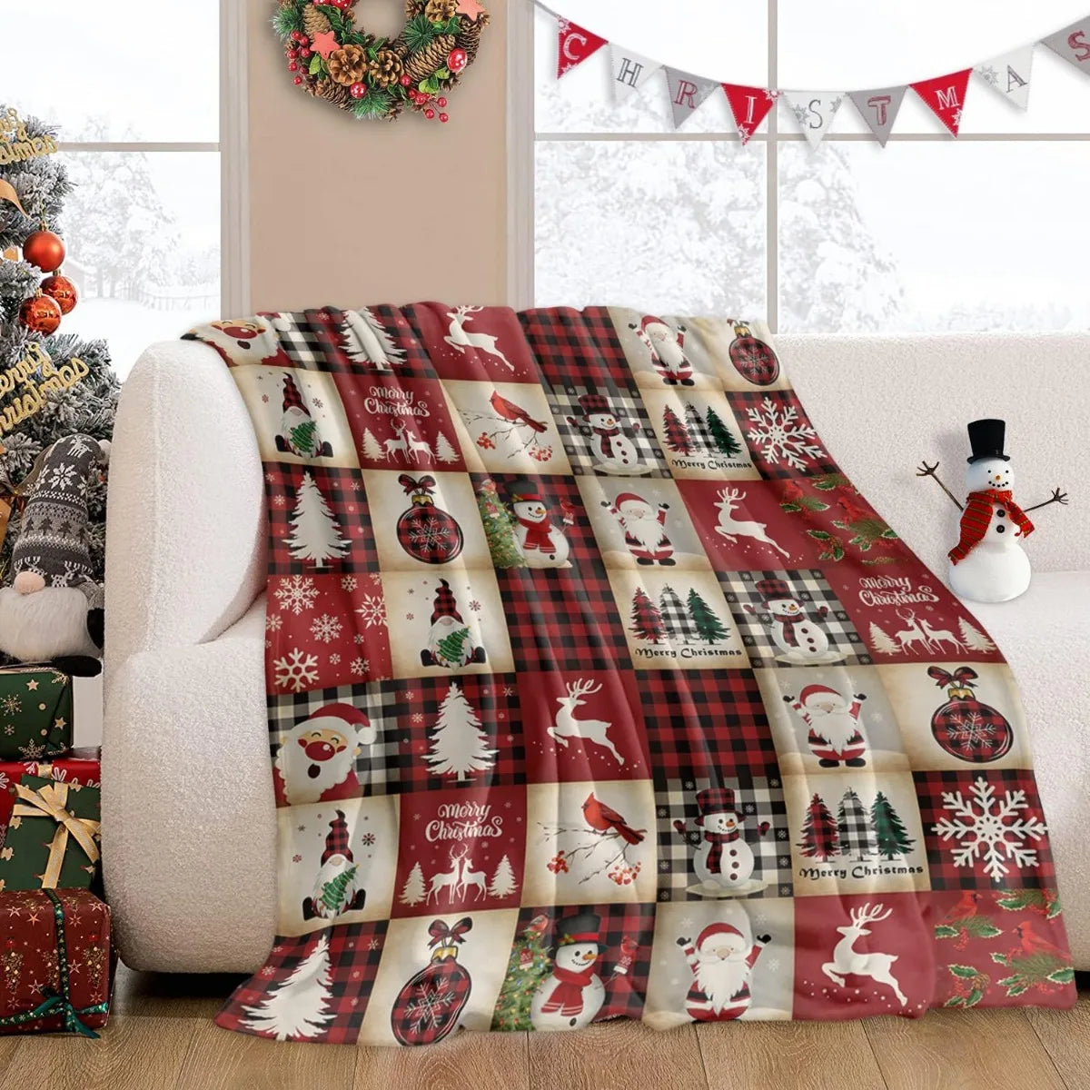 Christmas Soft Throw Blanket Soft Lightweight Flannel Fleece Blanket