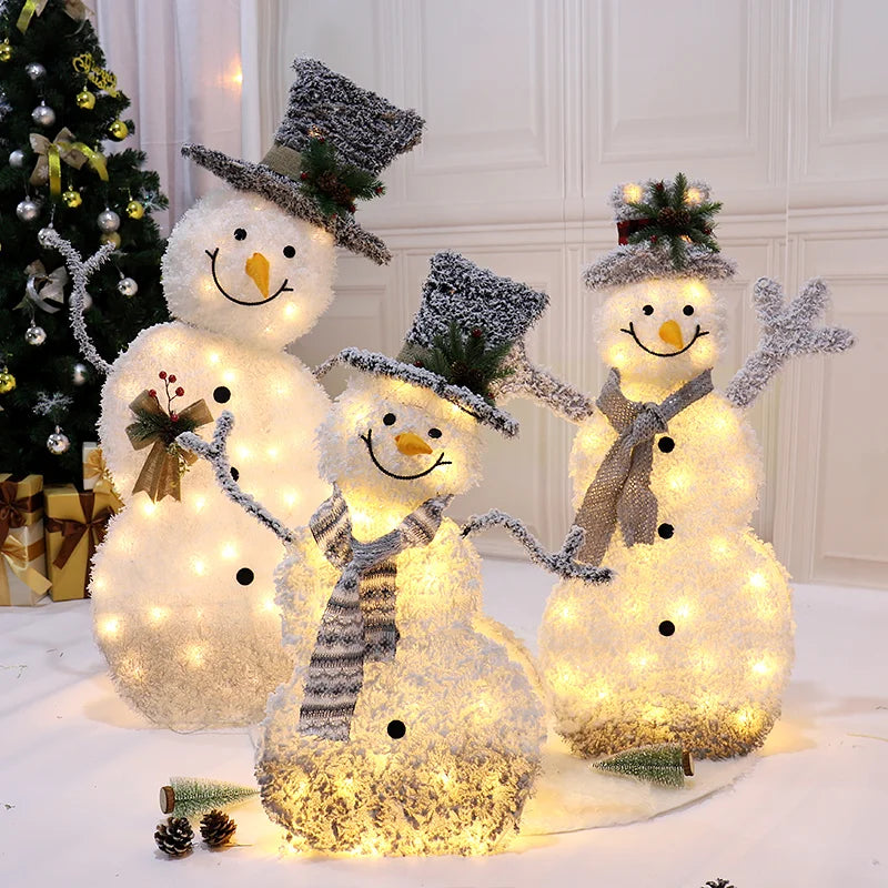 Indoor Outdoors Garden Christmas Snowman Decoration Lamp LED Foldable