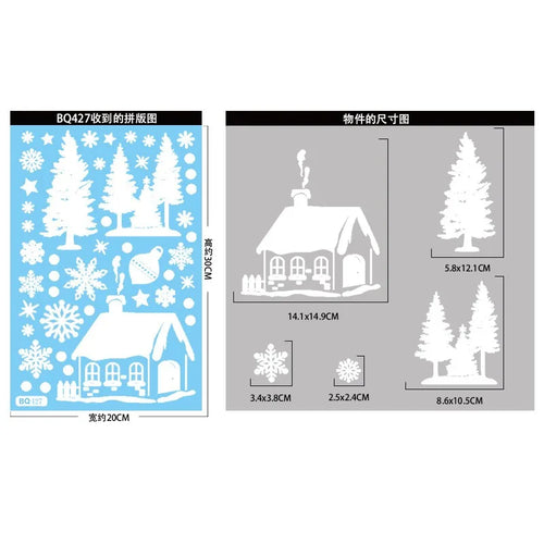 Christmas Hanging Ball Candy Stick Snowflake Glass Sticker Noel