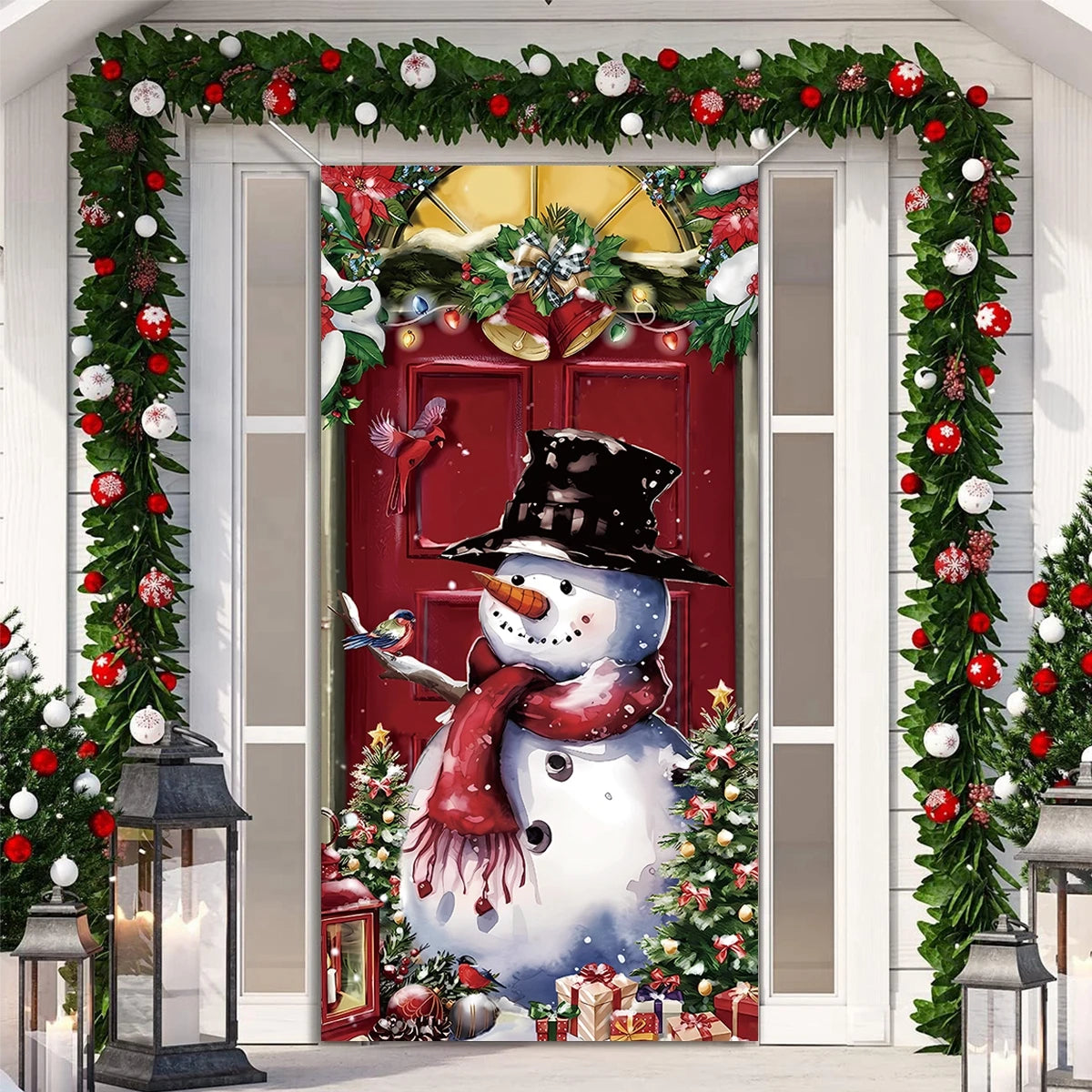 Christmas Hanging Flag Porch Door Banner Christmas Decorations For