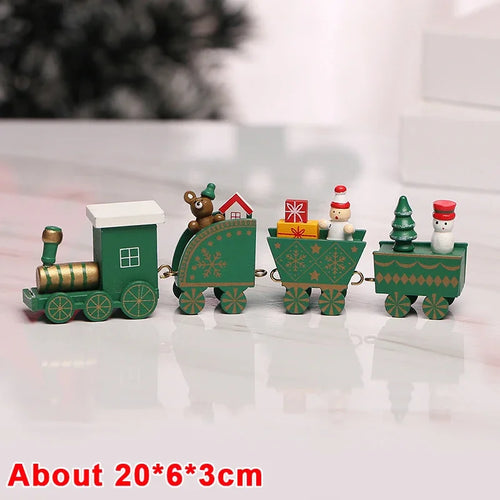 Wooden Train Christmas Ornaments Santa Cake Decoration Merry Christmas