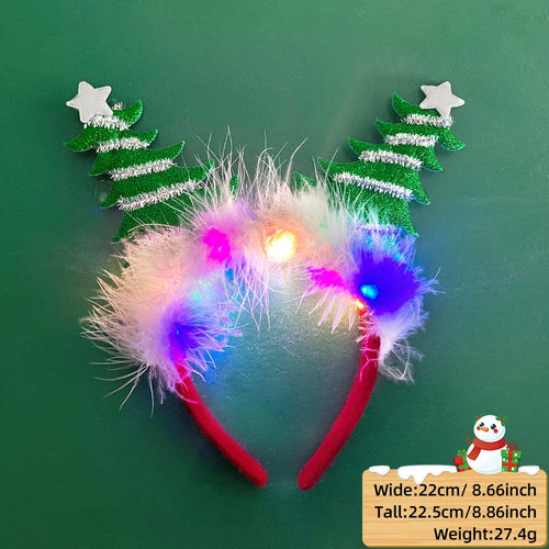 2025 LED Christmas Antler Headband Reindeer Light Up Headband Hair