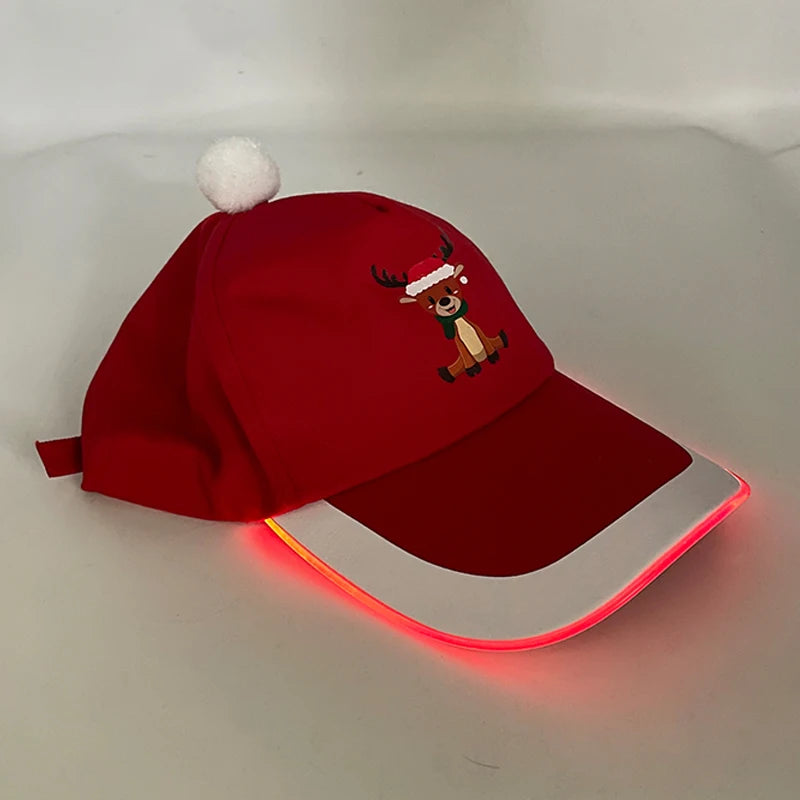 LED Christmas Baseball Hat Grand Event Christmas Reindeer Snowman Glow