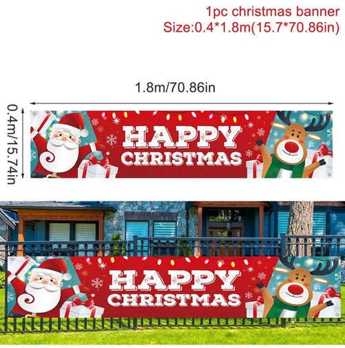 Christmas Outdoor Banner Flag Merry Christmas Decoration for Home 2023