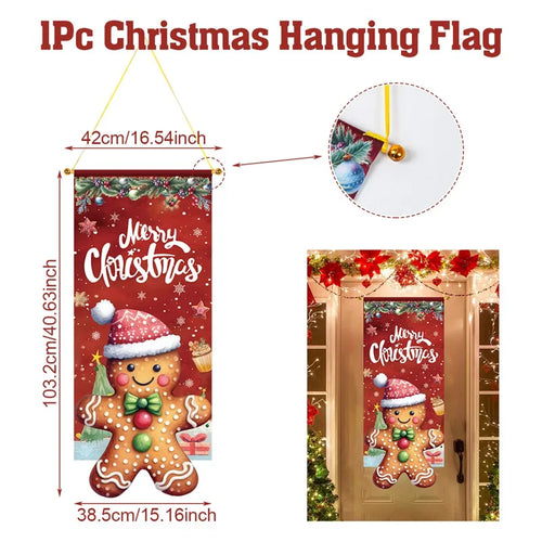 Christmas Hanging Flag Porch Door Banner Christmas Decorations For