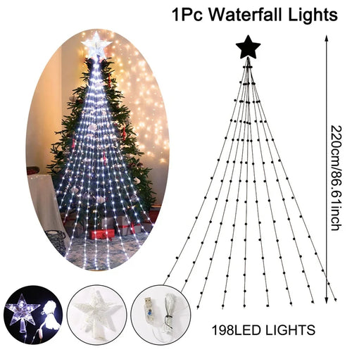 LED Star Waterfall Lights Christmas Decorations String Lights