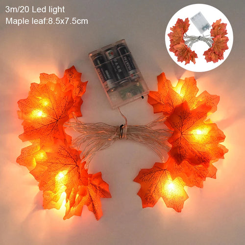 3M 20LED Pumpkin Maple Leaves Light String Garland Battery Powered