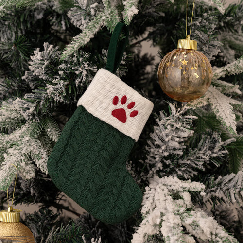 Christmas ornaments letter knitted socks Embroidered puppy footprint